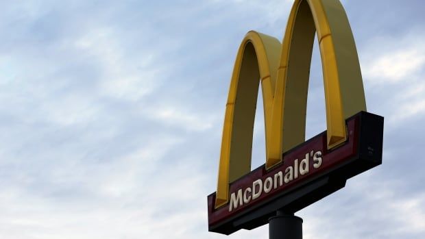 The famed golden arches logo of McDonald's is seen on a sign at one of the chain's restaurants in Omaha, Nebraska.