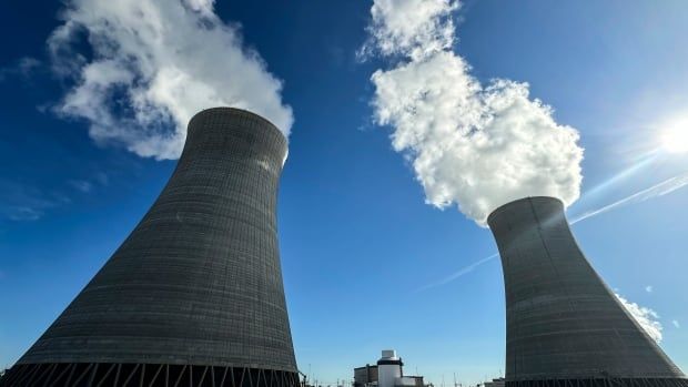 Two nuclear plant cooling towers