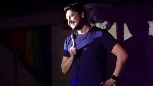 Stand-Up Comedian Jeff Gobiel performs on stage