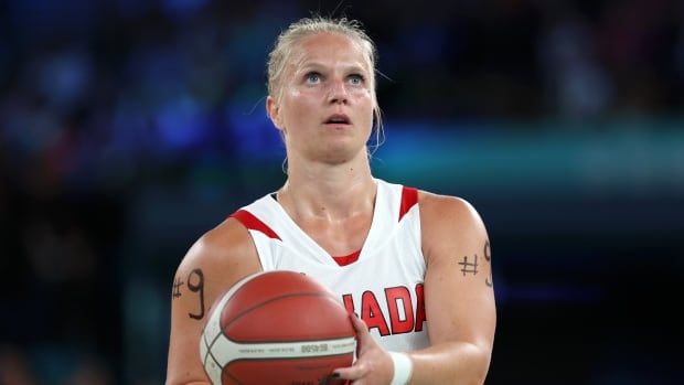 A wheelchair basketball player attempts a free throw.