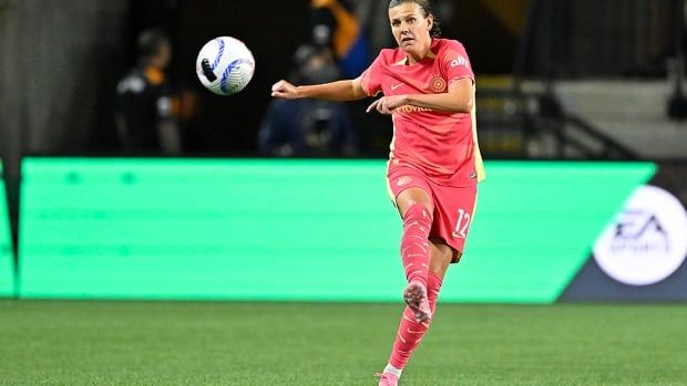 Portland Thorns forward Christine Sinclair passes the ball during a NWSL match against the Chicago Red Stars at Providence Park in Portland on Sept. 13, 2024. 