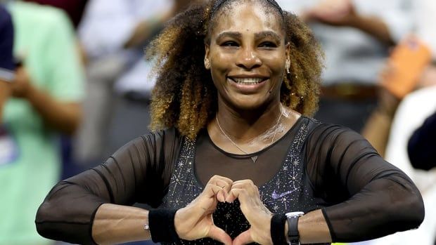 American women's tennis star Serena Williams celebrates after defeating Danka Kovinic of Montenegro during U.S. Open first-round singles play at USTA Billie Jean King National Tennis Center on Aug. 29, 2022 in the Flushing neighborhood of the Queens borough of New York City.