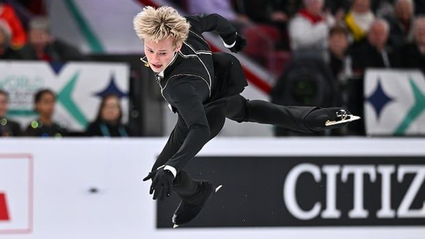 Ilia Malinin of the United States competes in the men's free program at the ISU world figure skating championships at the Bell Centre on March 23, 2024 in Montreal, Quebec.