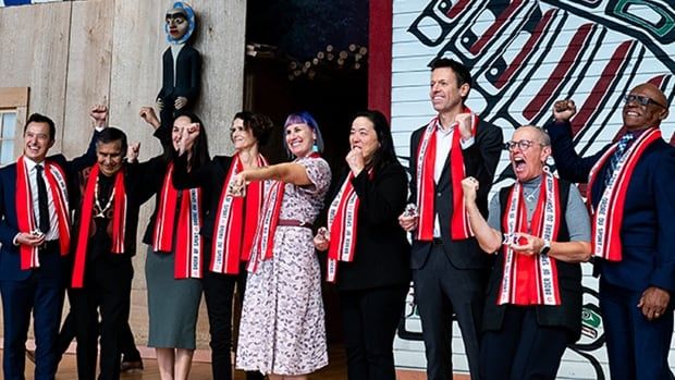 The Canada Sports Hall of Fame Class of 2024 poses for a picture at the Canadian Museum of History in Gatineau, Quebec after being inducted into the Order of Sport following a ceremony and delivering speeches on Oct. 23, 2024.