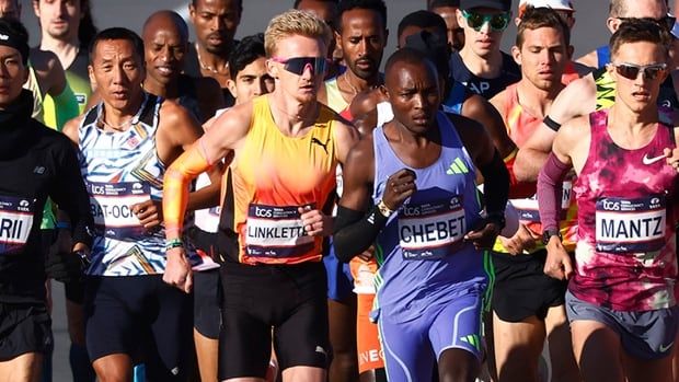 Canadian runner Rory Linkletter pictured during the men's elite race of the New York City Marathon on Nov. 4, 2024.