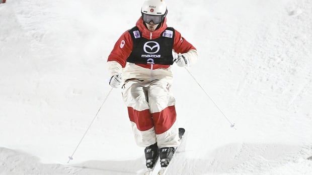 Winner Mikael Kingsbury of Canada competes during the World Cup men's moguls finals in Ruka in Kuusamo, Finland on Nov. 30, 2024.