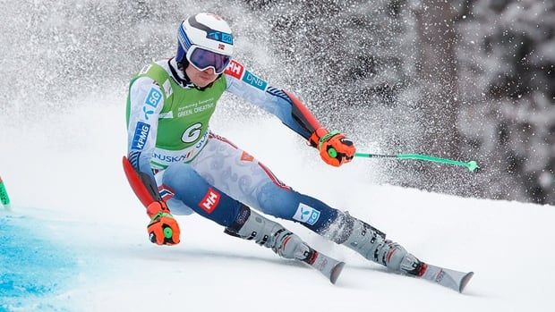 Henrik Kristoffersen of Norway competes during the World Cup men’s giant slalom on March 1, 2025 in Kranjska Gora, Slovenia.