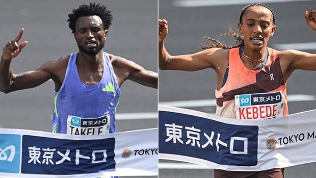 Composite photo of Ethiopian marathon runners Tadese Takele and Sutume Kebede.