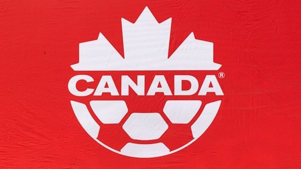 Canada Soccer logo pictured on the sideline at Tim Hortons Field in Hamilton. 