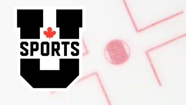 The U Sports logo superimposed onto a face-off circle.