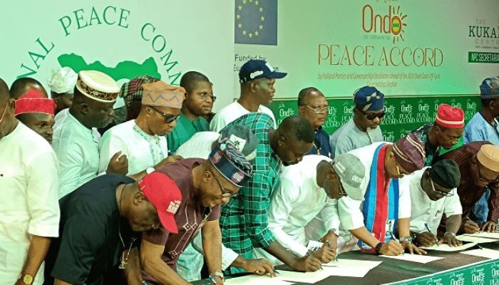 Ondo Guber Poll: 17 political parties sign Peace Accord