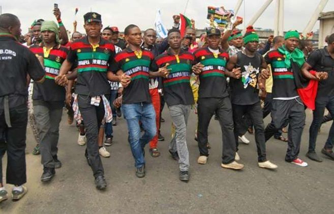 File photo of IPOB members demonstrate[Photo credit: NAN]