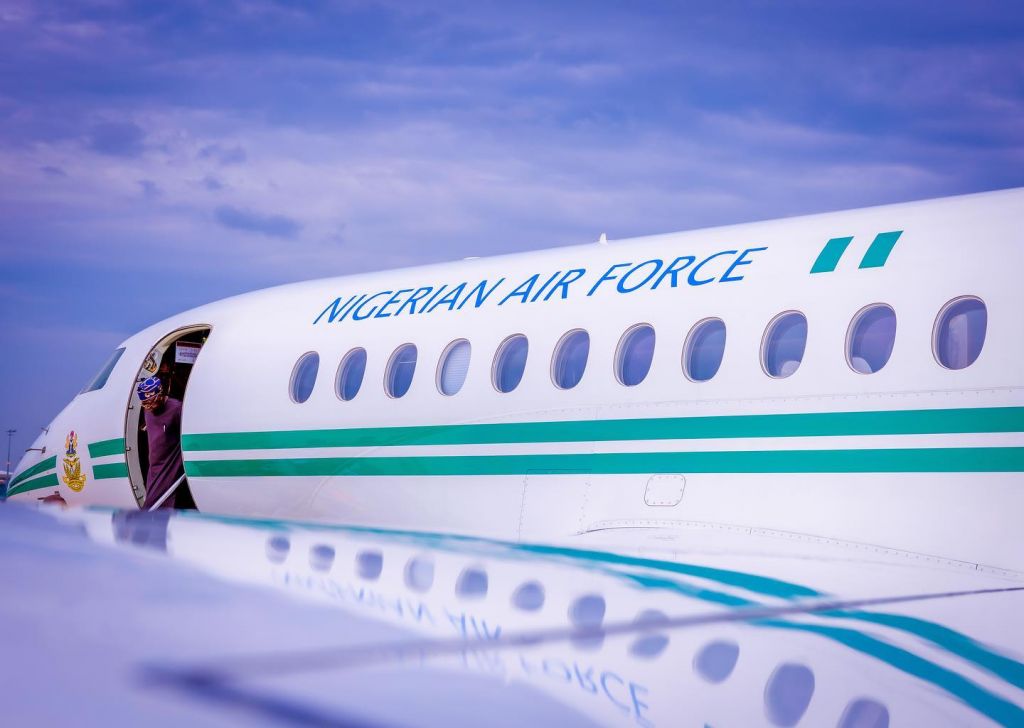 President Bola Tinubu stepping out of the plane [PHOTO CREDIT: Asiwaju Bola Ahmed Tinubu on Facebook]