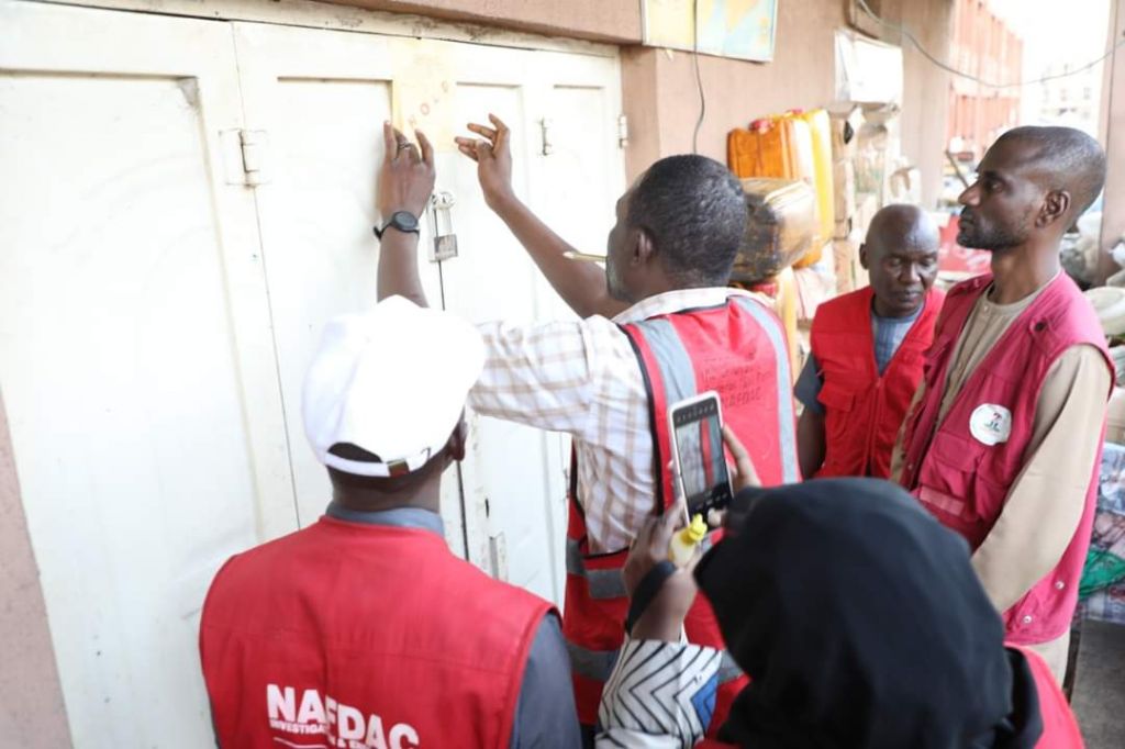 NAFDAC officials during the raid of an illegal herbal medicine factory in Mararaba, Nasarawa State. [PHOTO CREDIT: NAFDAC]