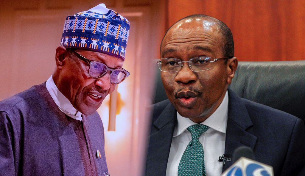 Former President Muhammadu Buhari and the former Governor of the CBN, Godwin Emefiele