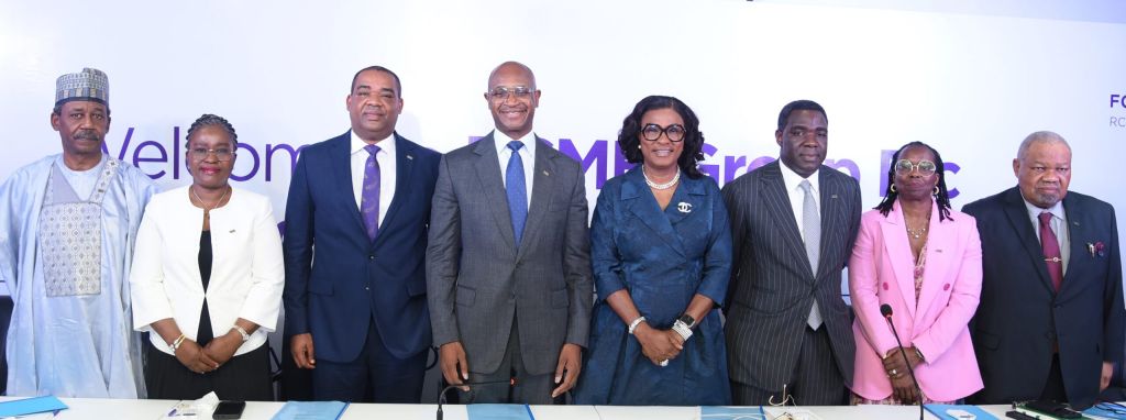 L-R: Directors of FCMB Group Plc, Mustapha Damcida and Mrs Olapeju Sofowora; Executive Director/Chief Operating Officer, Gbolahan Joshua; Group Chief Executive, Ladi Balogun; Group General Counsel & Company Secretary, Mrs. Funmi Adedibu; Executive Director, Coverage & Investment Banking, Femi Badeji, Directors, Mrs Tokunbo Ishmael and Professor Oluwatoyin Ashiru, during the Extraordinary General Meeting of FCMB Group held on December 19, 2024, in Lagos.