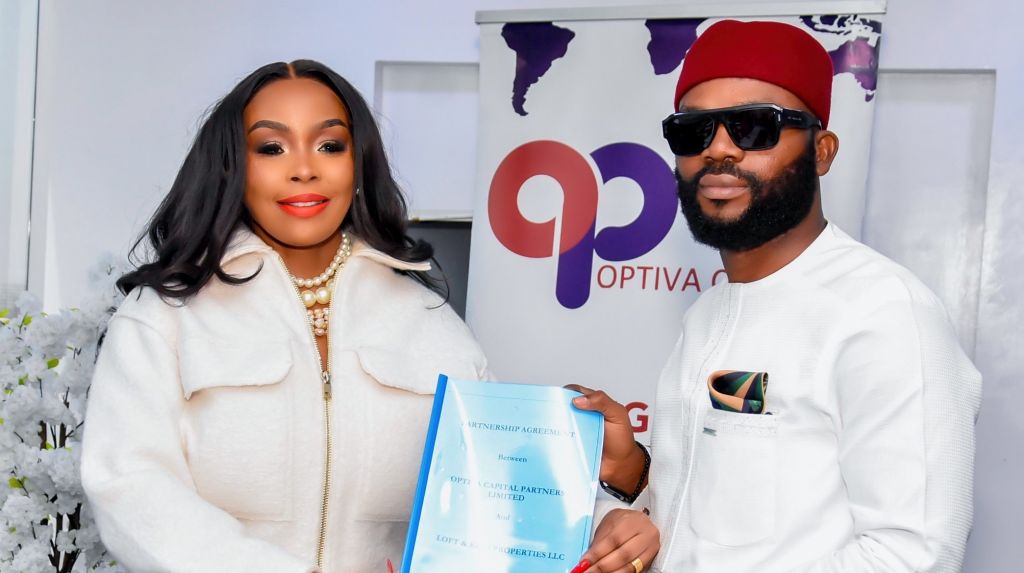 L-R: Jane Kimemia, CEO, Optiva Capital Partners and Austin Ugochukwu Albert, Chairman, Loft & Keys LLC during the partnership agreement signing between Optiva Capital partners and Loft & keys LLC at Optiva's headquarters in Lagos