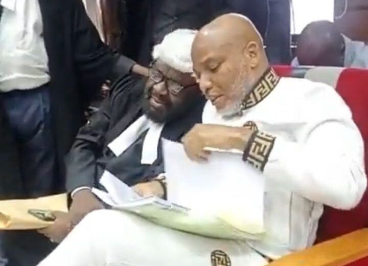 Nnamdi Kanu arrives Federal High Court, Abuja