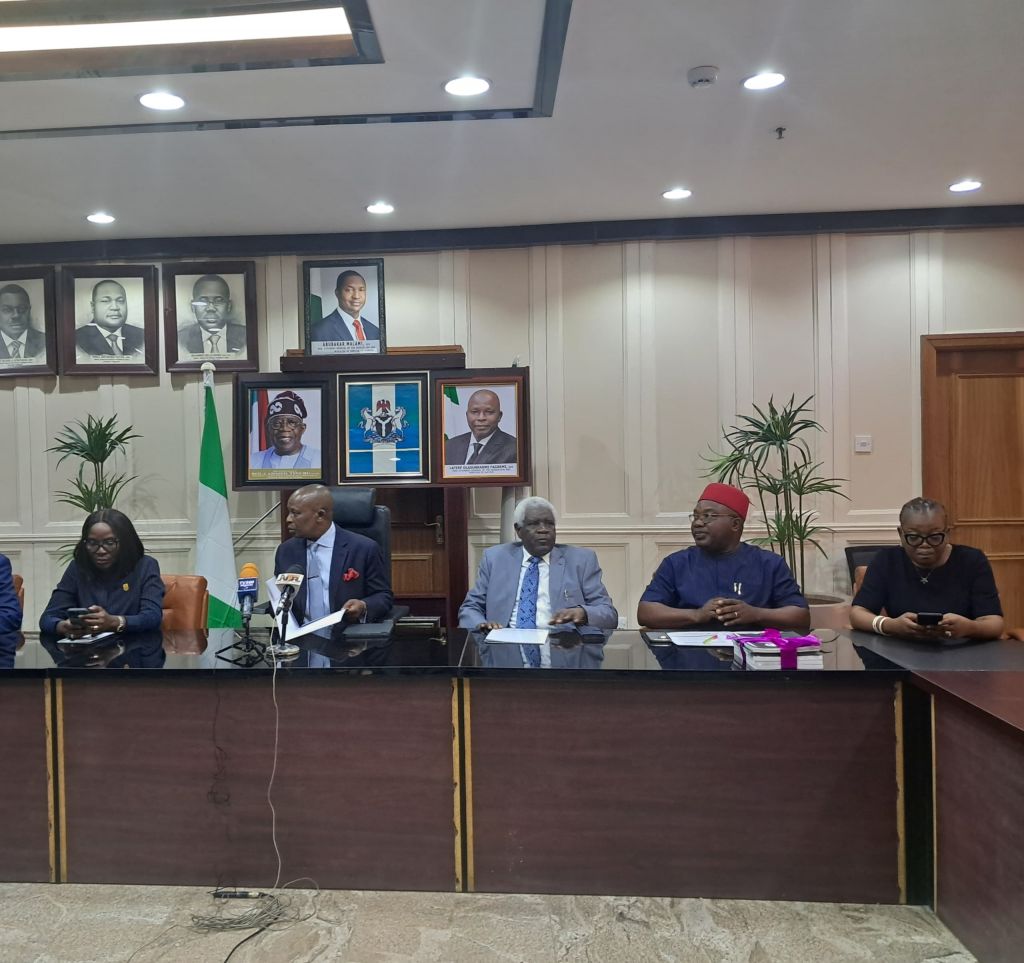 From left to right: Solicitor General of the Federation, Beatrice Agba; Attorney General of the Federation, Lateef Fagbemi; retired Justice of the Supreme Court, Abdu Aboki; Executive Secretary of the NHRC, Tony Ojukwu, and member of the NHRC governing council, Kemi Okonyedo.