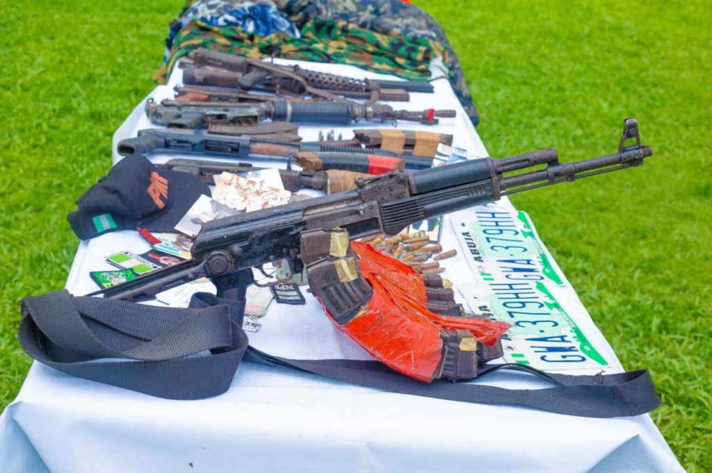 Arms cache seized by police operatives during a raid on criminal hideout in Delta State