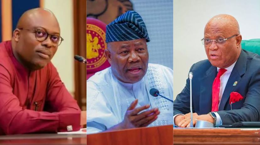 Photo collage of Fubara, Akpabio, and Gov Eno