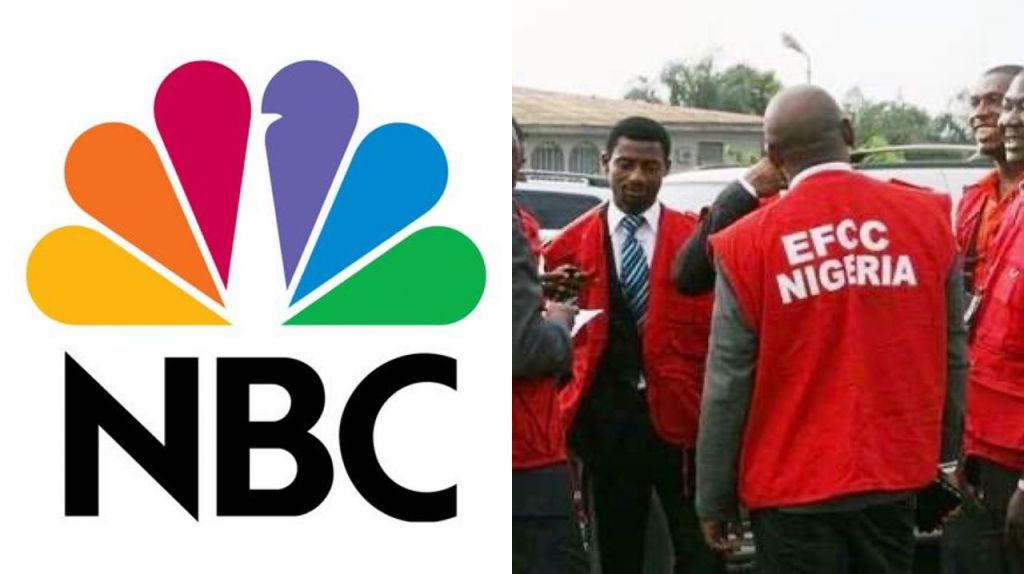 Photo collage of NBC logo and EFCC operatives