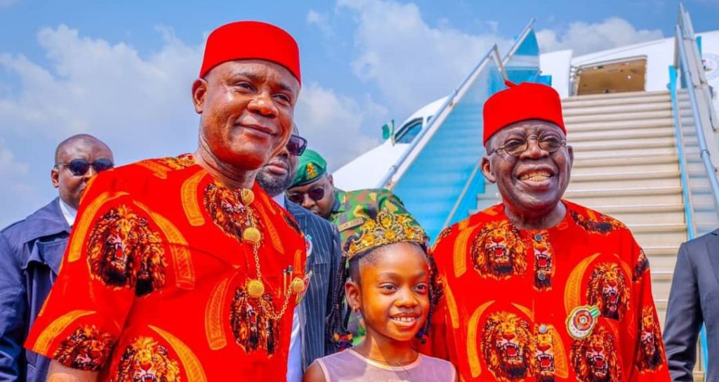 President Bola Ahmed Tinubu and Governor Peter Mbah In Enugu state (PHOTO CREDIT: @BMB1_Official)