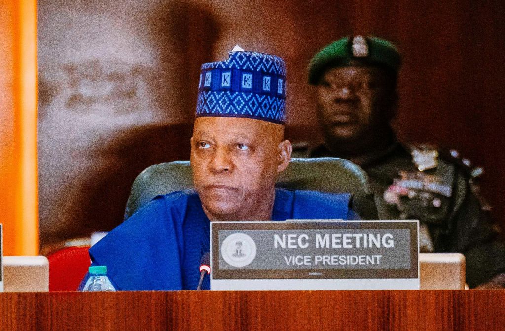 Vice President Kashim Shettima, leading the NEC meeting