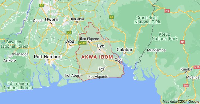 Nigerian map showing Akwa Ibom