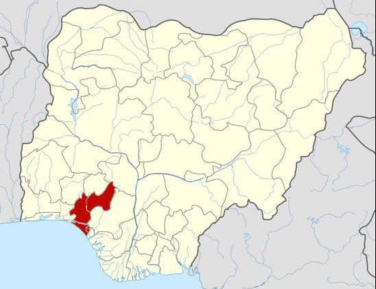 Map of Nigeria showing Ondo State