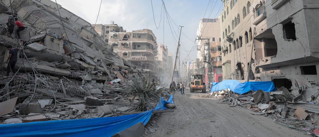 Israeli-Gaza War showing destruction in Gaza Strip