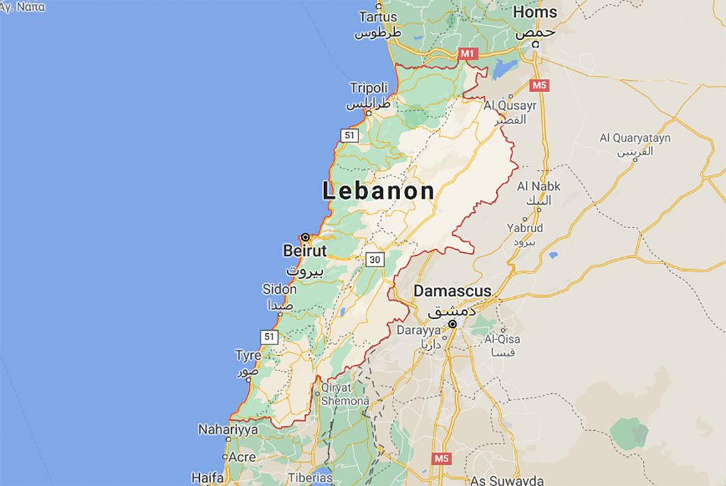 Lebanon on map