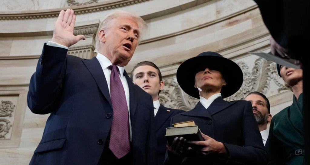 President Donald J. Trump Taking the Oath of Office in the U.S. Capitol Rotunda, January 20, 2025. Source - U.S. Department of State