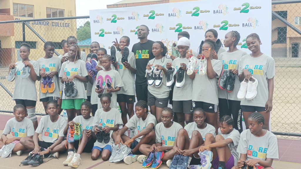 Ball Activating Literacy and Leadership (BALL) organisation donated 25 pairs of basketball shoes to female players