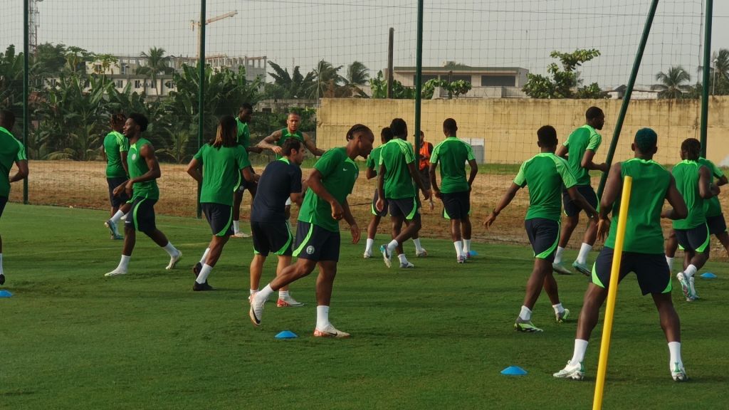 A photo of Super Eagles training used to illustrate the story