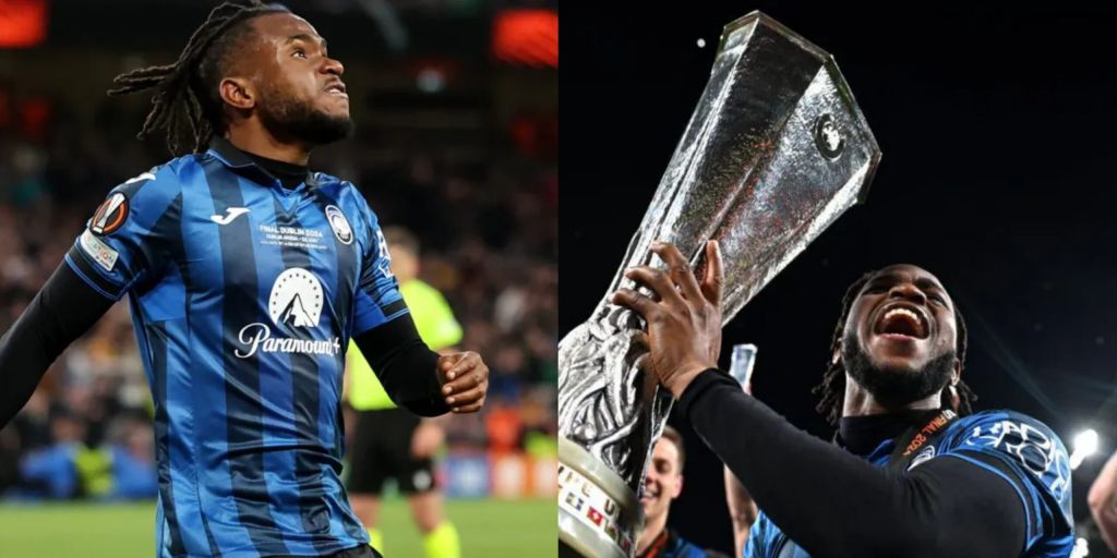 Ademola Lookman with the Europa League trophy