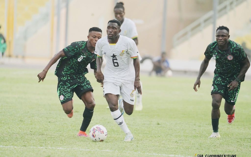 The Super Eagles B team in action against Ghana during the first leg in Accra (Credit GFA Communication)