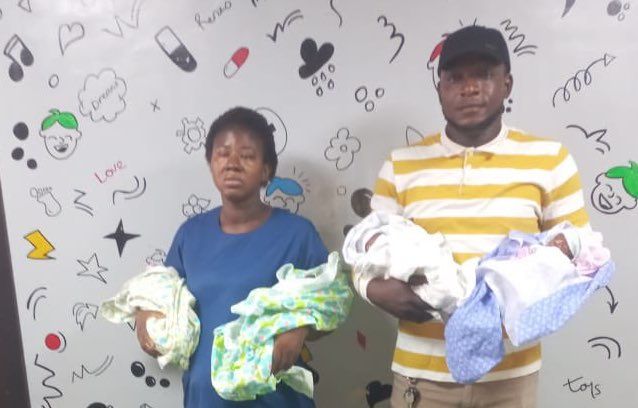 Sodiq and Abiodun Olayode and their Quadruplets (PHOTO CREDIT: @jamysax on X)