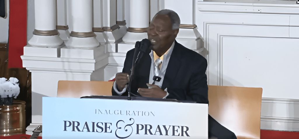 William Kumuyi, the founder of Deeper Christian Life Ministry, at praise and prayer session on Sunday at President Donald Trump’s Inaugural Prayer and Praise convocation in Washington, D.C.