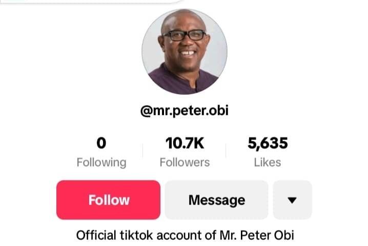 Peter Obi on TikTok