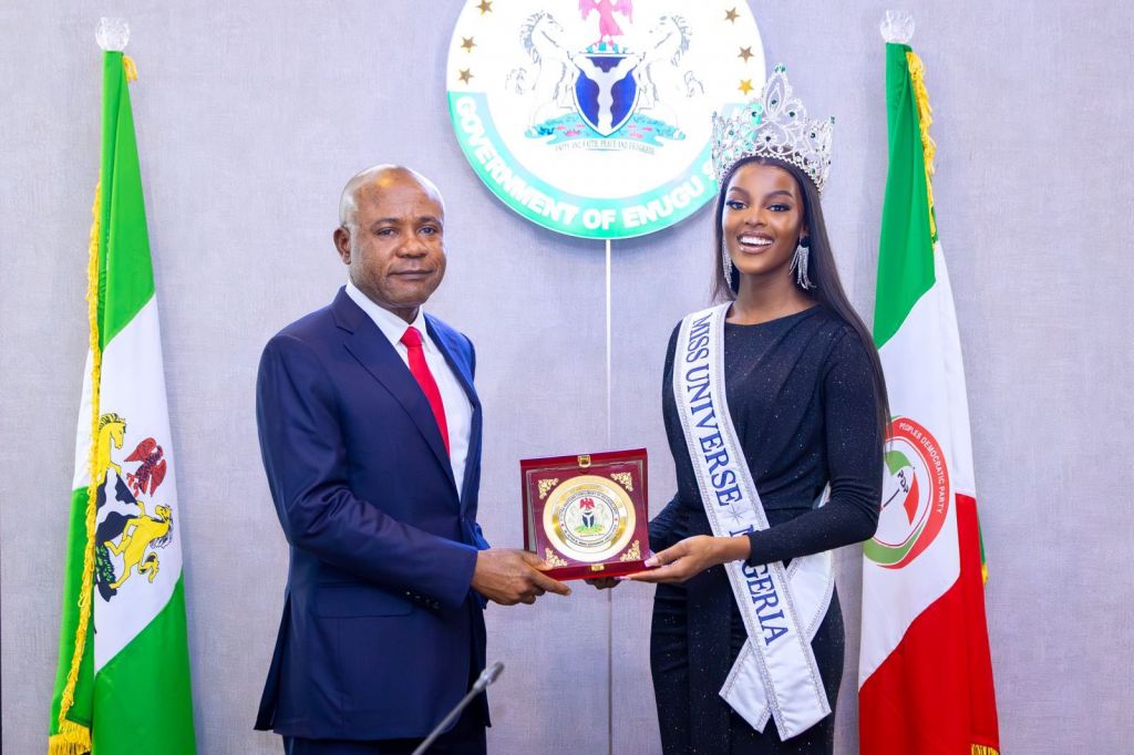 Gov. Mbah and Miss Nigeria Universe, Chidimma Adetsina at Government House, Enugu [X;@PNMbah]