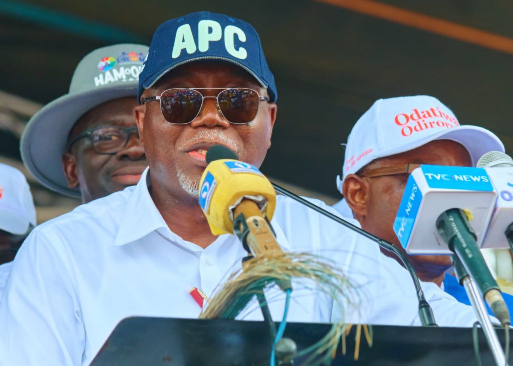 Gov. Lucky Aiyedatiwa speaking at the flag off of his campaign