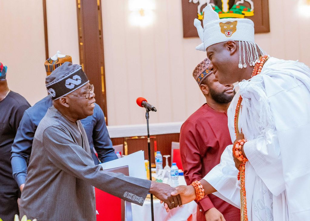 President Bola Tinubu and Ooni of Ife, oba Adeyeye Enitan Ogunwusi [Presidency]