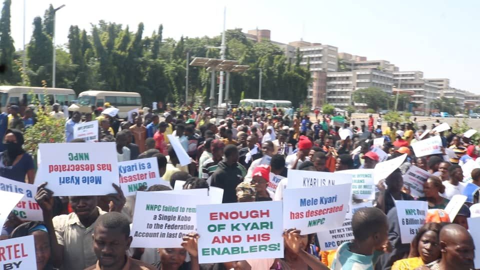 Streams of protesters at the three arm zone in Abuja on Tuesday, November 5. [Original]