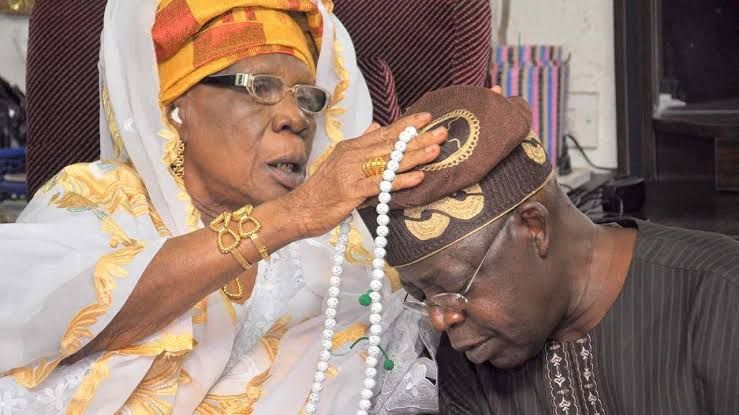 Tinubu's late mother, Abibat Mogaji and President Bola Ahmed Tinubu