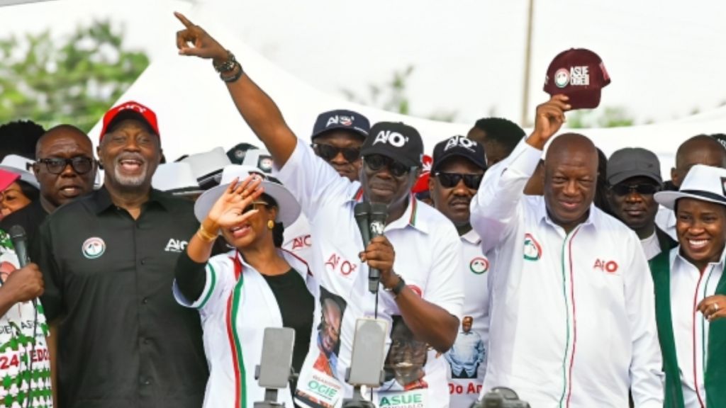 PDP governorship candidate in Edo State, Asue Ighodalo at a campaign event  [X:@PDPVangaurd]