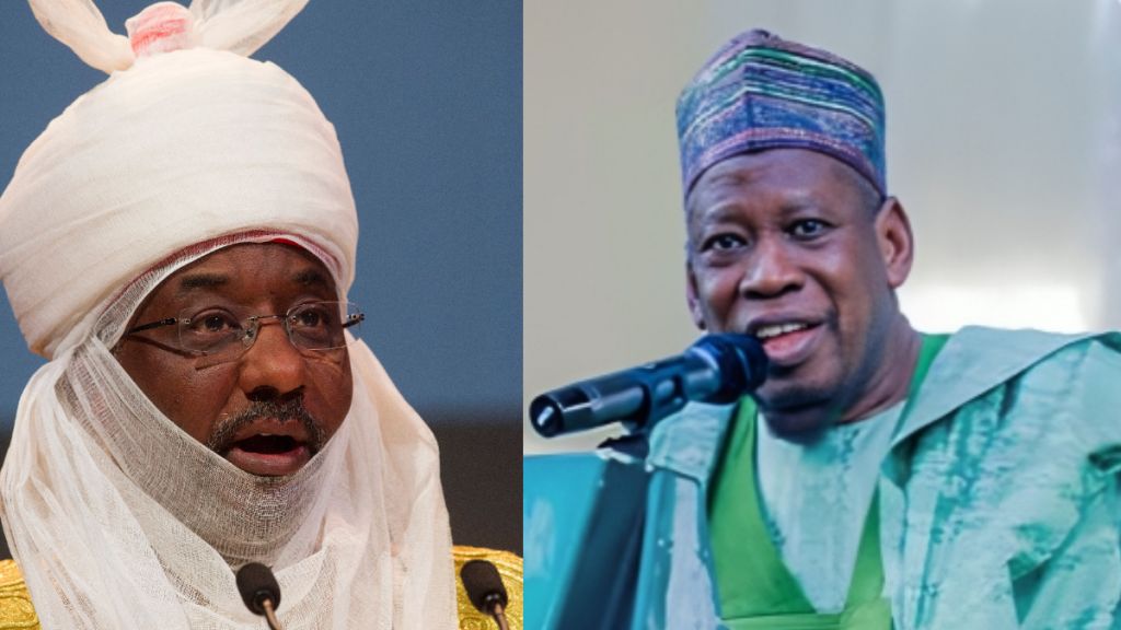 L-R: Emir of Kano, Lamido Sanusi and ex-Kano State governor, Abdullahi Ganduje. [Getty Images/Guardian]