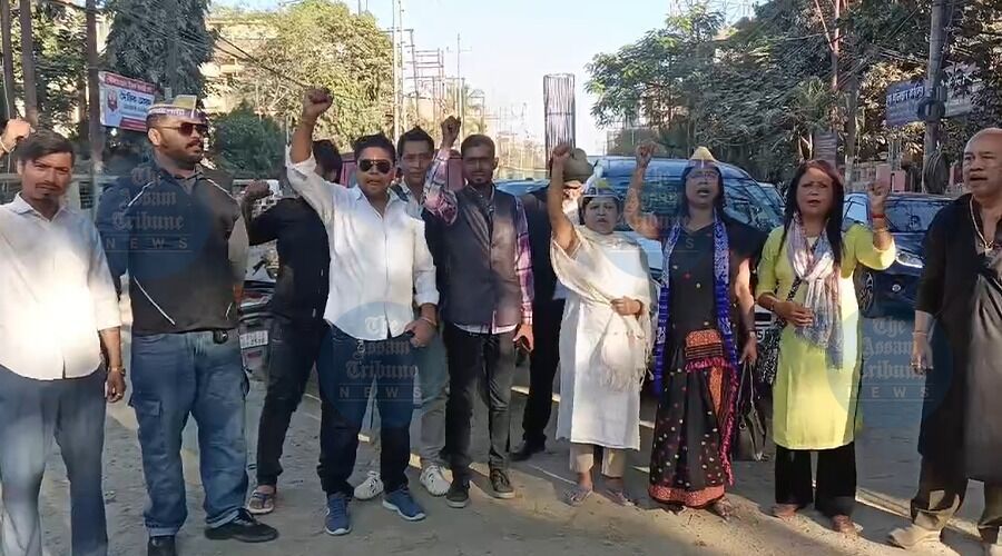 AT Photo: AAP Assam holding protest in Guwahati