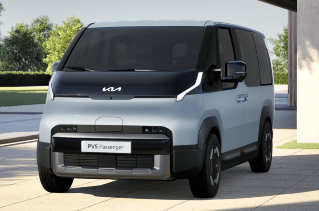 kia pv5 passenger electric van front three quarters