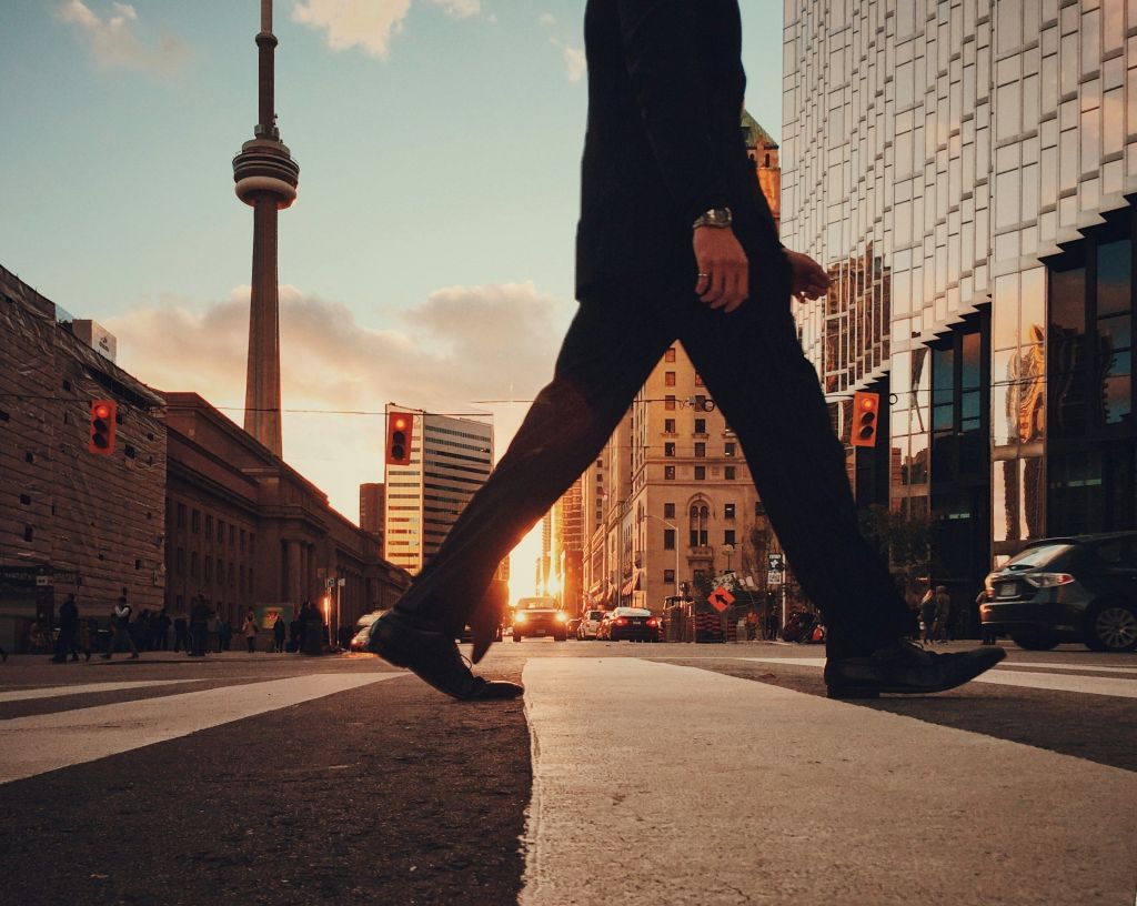 Person walking on a city street